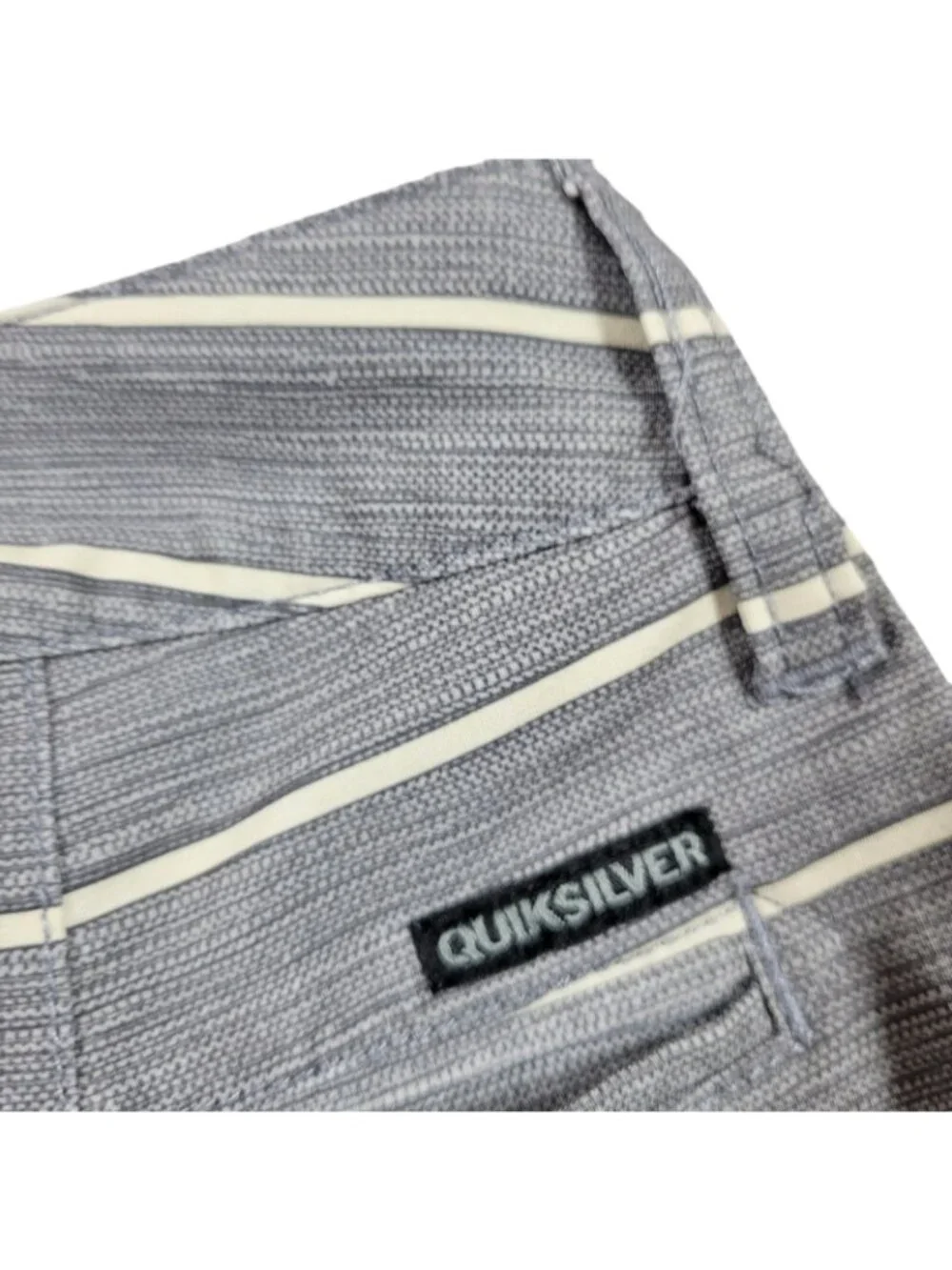 Quiksilver Amphibian Shorts Mens 29 Gray Beige Striped Board Surf Skate Swim